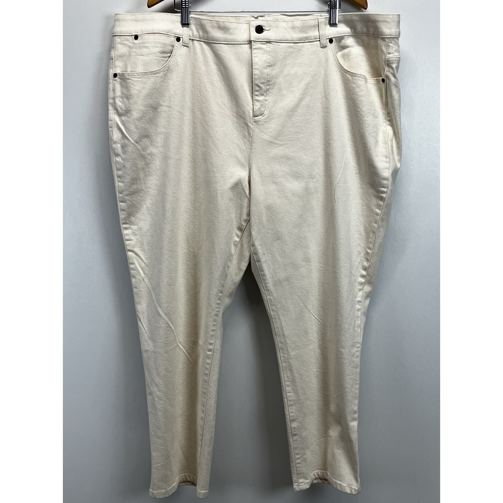 NEW! Talbots Simply Flattering 5 Pocket Ankle Jeans Pants 26W Plus Stretch Ecru
